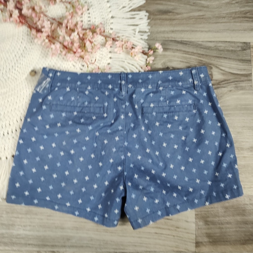 NWTS! a.n.a. Women's Size 6 Mid Rise Twill Chino Shorts  Blue Shiburi Geo Print - Picture 12 of 14